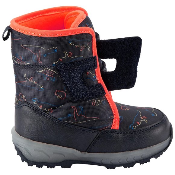NEW Carter's Kids Waterproof Light Up Red Orange Dinosaur Doodle Snow Boot Shoes - Picture 3 of 4